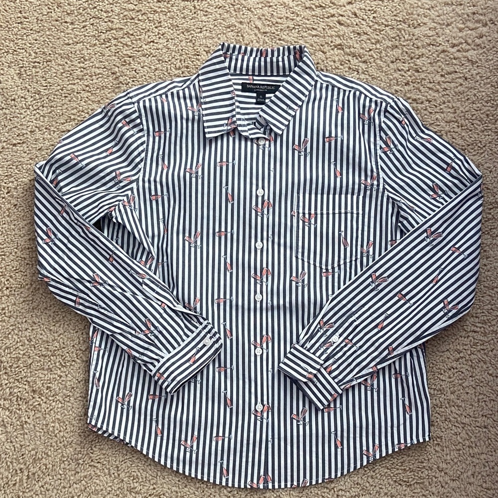 Chambray/Wht Pink Champagne Long Sleeve Woven